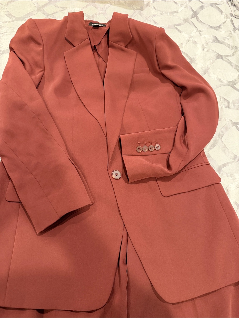 Express Women's Two-Piece Blazer and Wide-Leg Pants - Rust - Picture 2 of 8